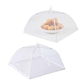 Jrhncy 2 Stück Abdeckhauben für Lebensmittel Faltbare,Mesh-Material Fliegenhaube, Abdeckhaube für Essen Kuchenabdeckung Fliegenschirm, Abdeckhauben für Lebensmittel Fliegenschutz für Essen, Obst, BBQ