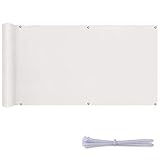 1,1 x 4 m Seitenmarkise für Balkon UV & Windschutz Sonnenschutz Stoff mit Nylonbändern & Kordel Stilvolle weiße Verkleidung für Geländer Sichtschutz & Schatten