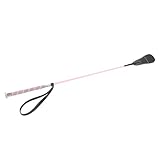 WAHEWUD Reitpeitsche, Dressurgerte, 68 cm, Rutschfester Griff, Gummi-Handschlaufe, PC-Faserstab, Lederspitze, NI-beschichtete Kappe (Rosa)