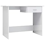 vidaXL Schreibtisch mit 1 Schublade Computertisch Arbeitstisch Bürotisch PC Tisch Laptoptisch Büromöbel Hochglanz-Weiß 100x50x76cm Holzwerkstoff