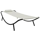 Xichuzi Gartenbett, Liegen, Sonnenliege, Liegeinsel Outdoor, Outdoor Bett, Doppelliege, Gartenliege, Daybed Outdoor, Creme 200 x 90 cm Stahl