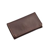 Tabaktasche aus echtem Leder Braun – Tabakbeutel für Drehtabak mit Reißverschlussfach auf der Rückseite & Druckknopf – Platz für Tabak, Blättchen & Filter, kompakt & alltagstauglich
