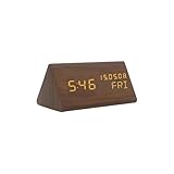 YVAAASIYC Einfacher und kompakter LED-Wecker mit Wochentagskalender, sprachgesteuertes Nachtlicht, leise USB-Ladeerkennung, Nachttisch(Black)