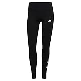 adidas Damen Essentials High-Waisted Logo Leggings, Black / White, XL