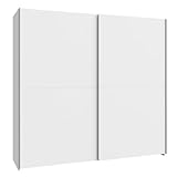 FORTE Möbel Schach und Matt Kleiderschrank 200, Schwebetürenschrank mit 2 Türen und Einlegeböden, Holzwerkstoff, Weiß mit Schachbretuster, 200,1 cm breit, 190,5 cm hoch, 61,2 cm tief