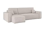 Kaiser Möbel Ecksofa Best mit schlaffunktion und bettkasten - Modern Design Couch, Sofagarnitur, Couchgarnitur, Polsterecke, freistehend, Dicker Cord, Beige Links