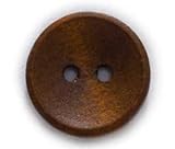 15 edle Holzknöpfe rund dunkelbraun - 20mm - 2 Löcher zum aufnähen annähen DIY Scrapbooking für Jacken Jackenknöpfe Mützen dunkelbraun zum nähen Knöpfe 2-Lochknöpfe Zweilochknöpfe