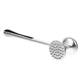 Lurrose Doppelseitiger Fleischklopfer aus Edelstahl Fleischhammer zum Zartmachen von Steak Schweinefleisch Geflügel Vielseitiger Küchenhelfer für Barbecue und Fleischzubereitung