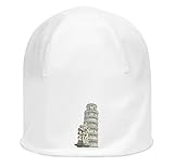 Statue von Pietro Leopoldo Schiefer Turm von Pisa Italien Unisex dünne Baumwolle dehnbar weiß Slouch Beanie weiß