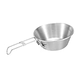 PRETYZOOM Edelstahl Camping Becher mit Faltbarem Henkel Großer Kapazität Leichter Robuster Outdoor Trinkbecher für Wandern Picknick und Vielseitige Nutzung