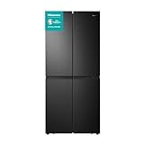 Hisense RQ563N4SF2 Cross Door Kühl-Gefrierkombination/ NoFrostPlus/ Inverter-Kompressor/ HolidayMode/ SuperCool/ 181 cm/ Kühlteil 294 l/ Gefrierteil 160 l/ 40 dB/ 279 kWh/ Jahr/ Schwarz