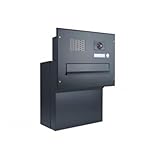 Kamera Mauerdurchwurf Briefkastenanlage in RAL 9005 mit Busch-Jaeger Videostation 5 in weiß - F-04