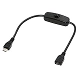 NFHK Micro-USB 2.0-Kabel mit Ein-/Aus-Schalter, Micro-5-poliger Stecker auf Buchse, für DC 5 V Schreibtischlampe, Ventilator, Kamera