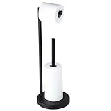 Freistehender Toilettenpapierhalter aus Edelstahl mit Reserve, geeignet für Badezimmer (Schwarz, 2 Stück)