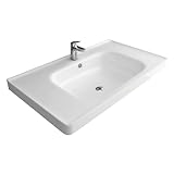 Alpenberger Waschbecken 80 cm Breit | Gäste WC & Badezimmer | Waschtisch Eckig | Hängewaschbecken Wandmontage | Handwaschbecken mit Nano | Bathroom Sink für Moderne Waschplätze