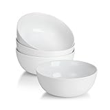 WishDeco Müslischalen 4er Set, Suppenschüssel Porzellan 600ml, Dessertschalen Weiß, Frühstücksschalen Keramik, Bowl Schüssel für Nudeln, Salat, Obst, Reis