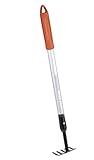 BLACK+DECKER Gartenrechen 5-Zahn - Verstellbar von 66 bis 100 cm - Karbonstahl, Fiberglas und PVC - Orange/Schwarz