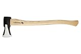 HÖGERT TECHNIK Spaltaxt 2000g, Hickory-Holzgriff, gehärteter Stahl, 47-55 HRC, UV-Beschichtung, Keilbefestigung, extra Stabilität, ideal zum Spalten von Baumstämmen und Holz