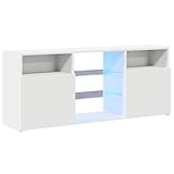 vidaXL TV Schrank mit LED-Leuchten Lowboard Sideboard Fernsehschrank Fernsehtisch TV Möbel Tisch Board HiFi-Schrank Weiß 120x30x50cm