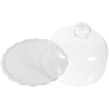 Mikinona Glasglocke Kuchenhaube aus Robustem Glas und Widerstandsfähige Tortenglocke Abdeckbare Dessertplatte für Partys Hochzeiten Geburtstage und Bäckereien Weiß