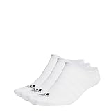 adidas Unisex Thin and Light No-Show Socks 3 Pairs, White / Black, 6.5-8