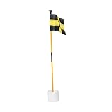 Baoblaze Golf Putting Green Flagge und Lochbecher, Golf Fahne mit Loch, Flaggen Lochbecher Set, Putting Green Fahnenmast und Loch-Cup-Set für Männer Frauen Golfer Outdoor, Gelb Schwarz