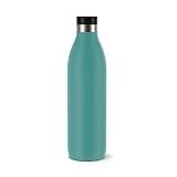 Emsa Bludrop Isolier-Trinkflasche, 1 Liter, 100% dicht, Quick-Press Verschluss, Ergonomischer 360° Trinkgenuss, 20h warm, 40h kühl, einfache Reinigung, Edelstahl, Pulverbeschichtung, Petrol, N31121
