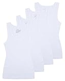 Comfneat Damen 4-Pack Tank Tops Stretch Baumwolle Elasthan Bequeme Unterhemden (White 4-Pack, L)