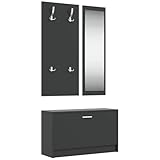 vidaXL Flurmöbel Set 3-TLG. Garderobenset Garderobe Kompaktgarderobe Dielenmöbel Flureinrichtung Flurgarderobe Wandgarderobe Schwarz Holzwerkstoff
