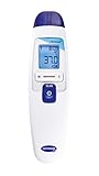 Veroval 2 in 1 Infrarot-Fieberthermometer, schnelles Fiebermessen im Ohr und an der Stirn, ideal für Familien, inklusive 10 Schutzkappen