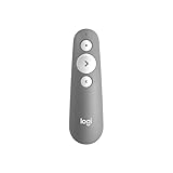 Logitech R500s Presenter mit Laser Klasse 1 für Bluetooth und USB – Universell kompatibel, 20 Meter Reichweite, konfigurierbar, intelligente Batterienutzung mit 12 Monaten Laufzeit – Hellgrau