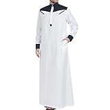 RUMAOZIA Muslim Kaftan Herren, Abaya Herren Muslim Kaftan Arabisch Gebet Eid Kleidung Islamische Kleidung Aus Dem Nahen Osten Gebetskleidung für Männer Gewand Robe Crew Stehkragen Thobe