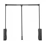 Einziehbarer Kleiderbügel, Kleiderliftschiene aus Aluminiumlegierung, Zweiwege-Puffer, seitlich und hinten montierte Kleiderstange (braun, 930–1250 mm)