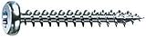 SPAX Universalschraube, 4,5 x 45 mm, 200 Stück, T-STAR plus, Halbrundkopf, Vollgewinde, 4CUT, WIROX A9J, blank verzinkt, 0201010450453