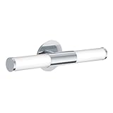 EGLO Wandlampe Palmera, 2 flammige Spiegelleuchte, Wandleuchte aus Metall und opal-mattem Glas, Badezimmer Lampe in Chrom, Weiß, Feuchtraumleuchte, IP44, E14