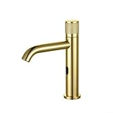 Allthingstore Induktions-Wasserhahn, berührungslos, Waschbeckenarmatur mit Edelstahl 304 Einzel-Kaltwasserhahn, automatischer Wasserstopp und manueller Griffverwendung