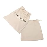 Dolvitrny Aufbewahrungstasche für Haartrockner, Reise-Werkzeug-Organizer mit Kordelzug, Leinen-Baumwoll-Material, 34 x 30 cm, Braun/Beige/Schwarz, für Badezimmer und unterwegs (Beige)