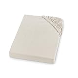 sleepling Biber Spannbetttuch, Feinbiber Spannbettlaken, Made in Germany, 100% Baumwolle, Matratzen bis 23 cm Höhe, Rundum Gummizug, Ökotex, waschbar 60 Grad, 90 x 200, Creme