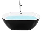 Whirlpool-Badewanne Sanitäracryl Massage LED 170x80 cm schwarz/weiß Nevis III