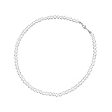 Katyjun 6 mm Perlenkette Damen Herren, 45 cm Lang Weiße Perlenkette, Perlen Choker Kette
