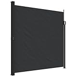 Hoodmeel Seitenmarkise Ausziehbar 200x300 Sichtschutz Terrasse Vertikalmarkise Windschutz Sonnenschutz Blickdicht Seitenrollo für Balkon, Terrasse, Garten-Schwarz-200 x 300 cm
