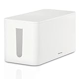 Hama Kabelbox, Mini (Kabelbox für Steckdosenleiste, einfaches Kabelmanagement, für Büro, Schreibtisch, Zuhause, Aufbewahrung von Ladegeräten, Festplatten etc., mit Gummifüßen) weiß