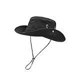 UBOHUZ wasserdichte Camping-Hüte for Herren Und Damen, Outdoor-Sport-Angelhüte, UV-Schutz-Hüte, Atmungsaktiver Sonnenhut Mit Nackenklappe Für Angeln(Black)