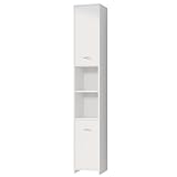 Casaria® Badezimmerschrank 30cm breit Hochschrank 6 Fächer verstellbar 2 Türen mit Magnetverschluss stehend Bad Regal Badmöbel schmal Holz Weiß