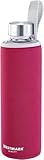 Westmark Trinkflasche, aus Glas mit Aufdruck, inkl. Schutzhülle, 550 ml, Glas/Silikon/Kautschuk, BPA-frei, Viva, Rot/Silber/Klar, 5272226R
