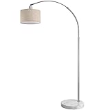 Monzana Bogenlampe Stoffschirm Marmorfuß 150-175 cm Höhenverstellbar Fußschalter Schwenkbar E27 Wohnzimmer Schlafzimmer Stehlampe Standleuchte Leinen