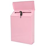 Toddmomy Wandmontierter Briefkasten Schloss Praktische Mehrzweck maibox für Post und Dokumente Pulverbeschichtete Oberfläche Großer Innenraum für Außenbereich und Hausflur Rosafarbener