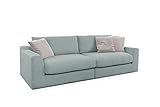 CAVADORE Big Sofa Fiona / Megasofa in Cord mit tiefen Sitzflächen und weicher Polsterung / Cordsofa / 276 x 90 x 109 / Cordstoff Blaugrau