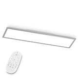 EGLO LED Deckenleuchte Bottazzo, Deckenlampe 100x25 cm, Panel ultraflach aus Aluminium, Kunststoff in Silber, mit Fernbedienung dimmbar, Farbtemperaturwechsel (warmweiß – kaltweiß), Wohnzimmerlampe