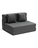 VEVOR 3 in 1 Klappsofa faltbares Schlafsofa mit 2 Kissen & waschbarem Bezug, umwandelbarer Schlafsessel aus 25D Memory Foam, Couch für Wohnzimmer Schlafzimmer, Dunkelgrau (Twin XL / 1950x1005x150mm)